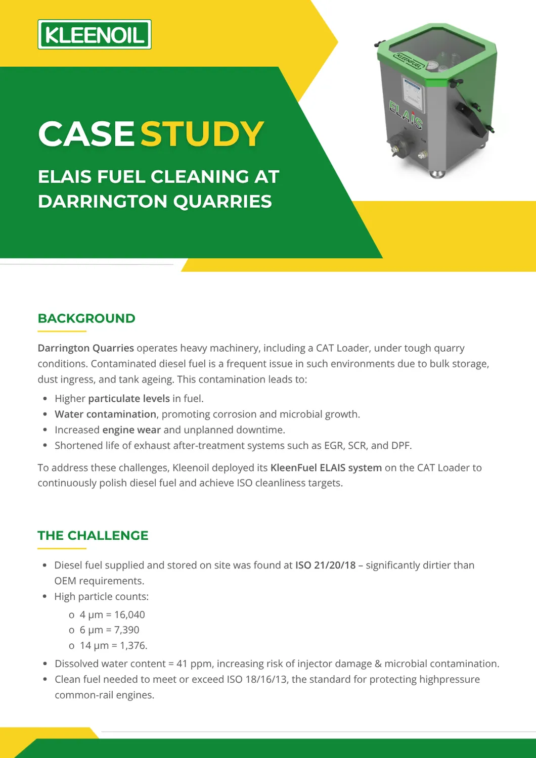 Kleenoil case study, first page