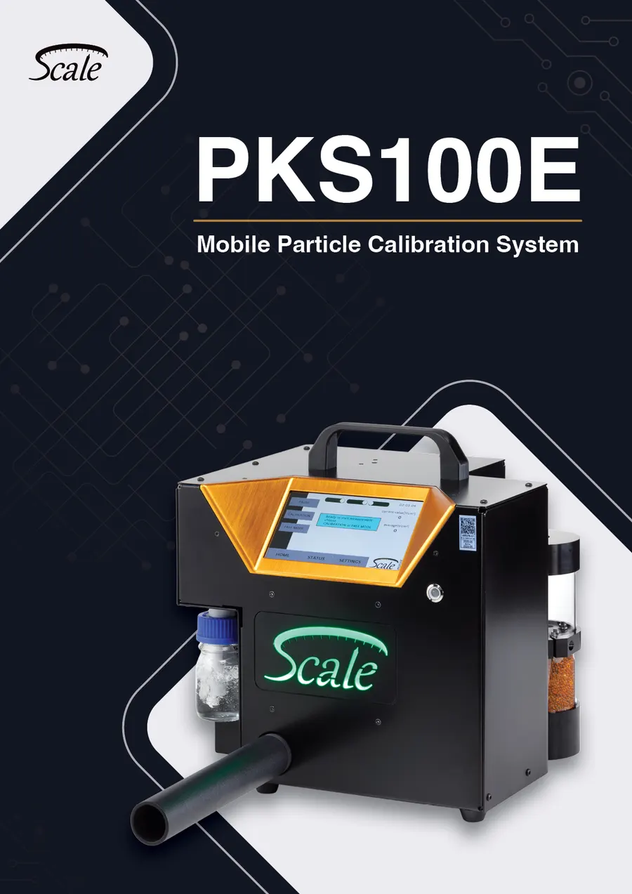 Scale PKS100E particle calibration system brochure — cover